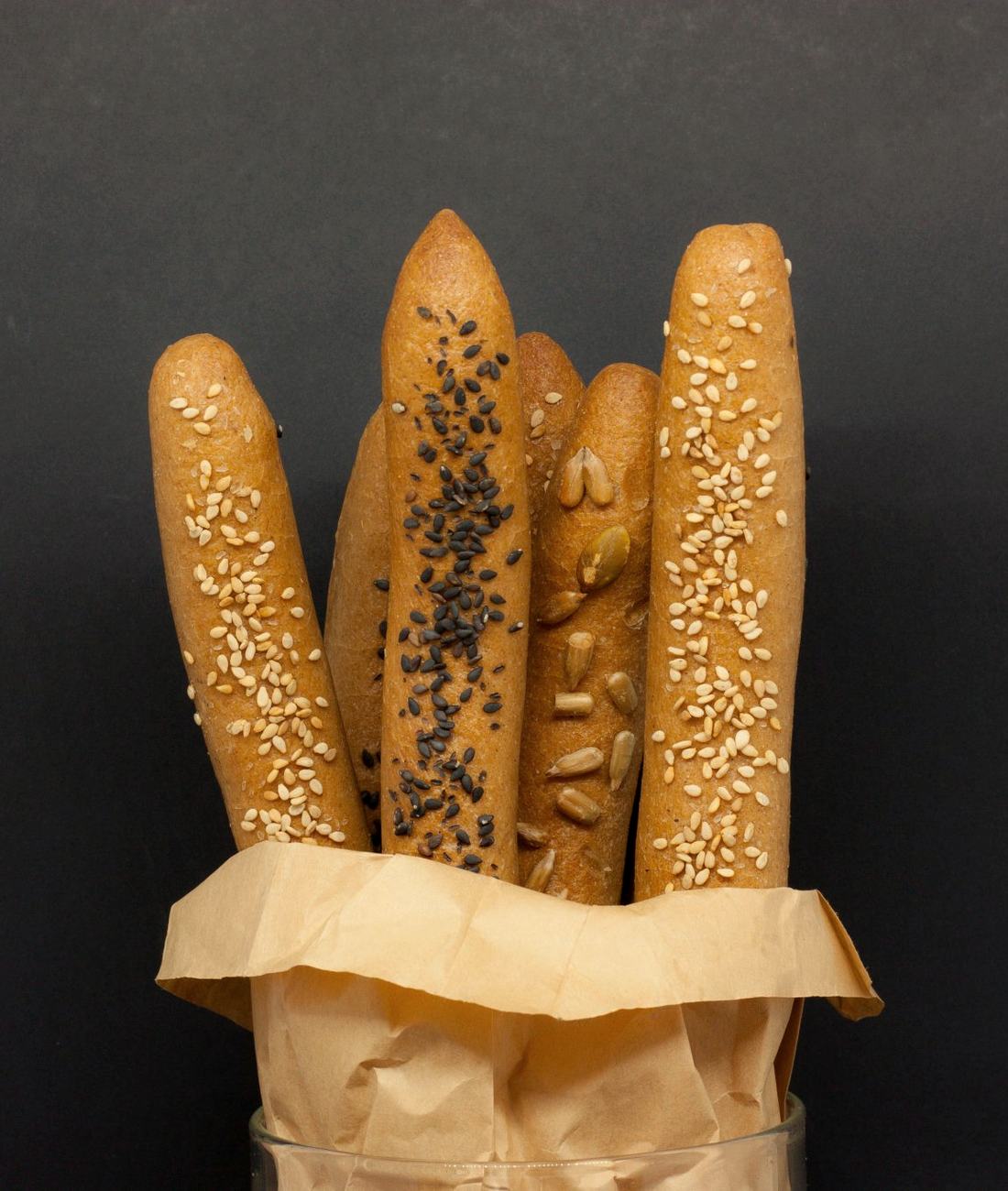 Bread & butter: seeded grissini · cultured butter · black garlic honey