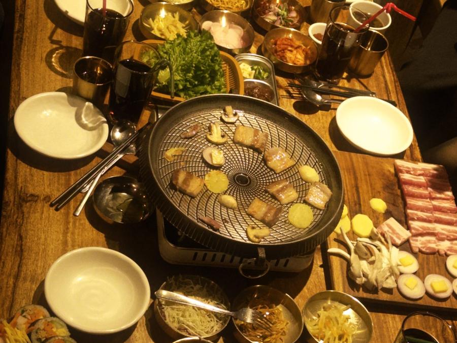 Date night kit: Wang galbi, samgyeopsal, five banchan, ssam basket, ssamjang and rice
