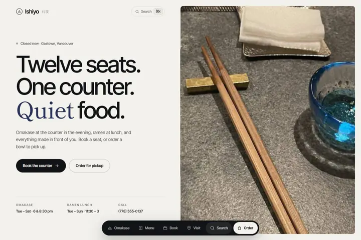 Ishiyo Restaurant-Website-Design