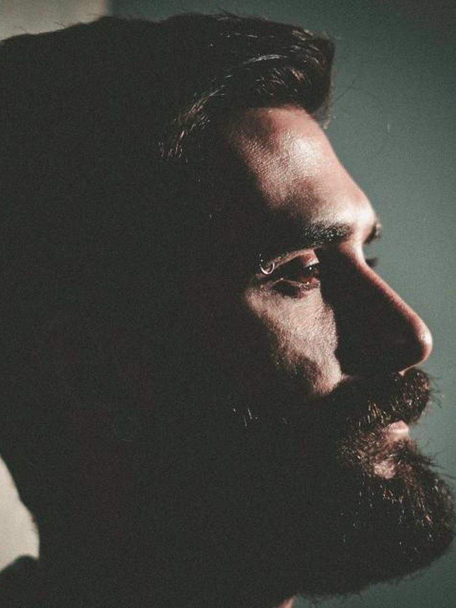 Brushed back & beard haircut