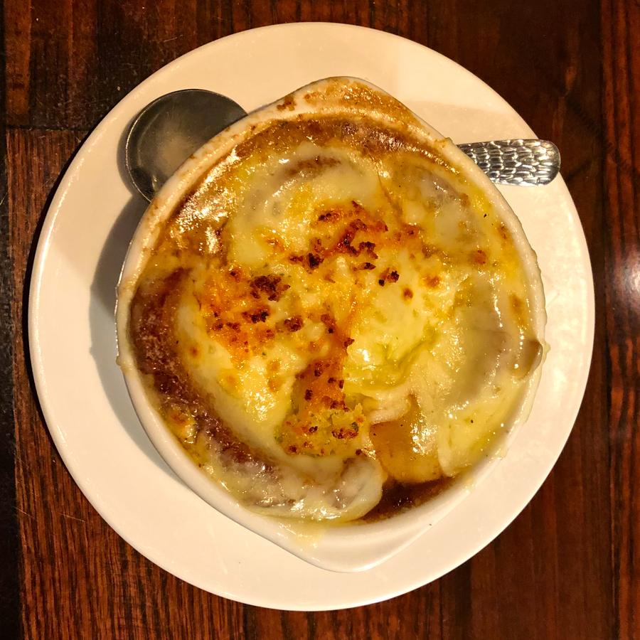 Soupe à l’oignon gratinée at Maison Corbel